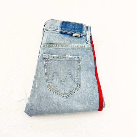 MOTHER Denim - Mother Superior The Insider Crop Fray Thanks, Again Racer Denim Jeans Size 24